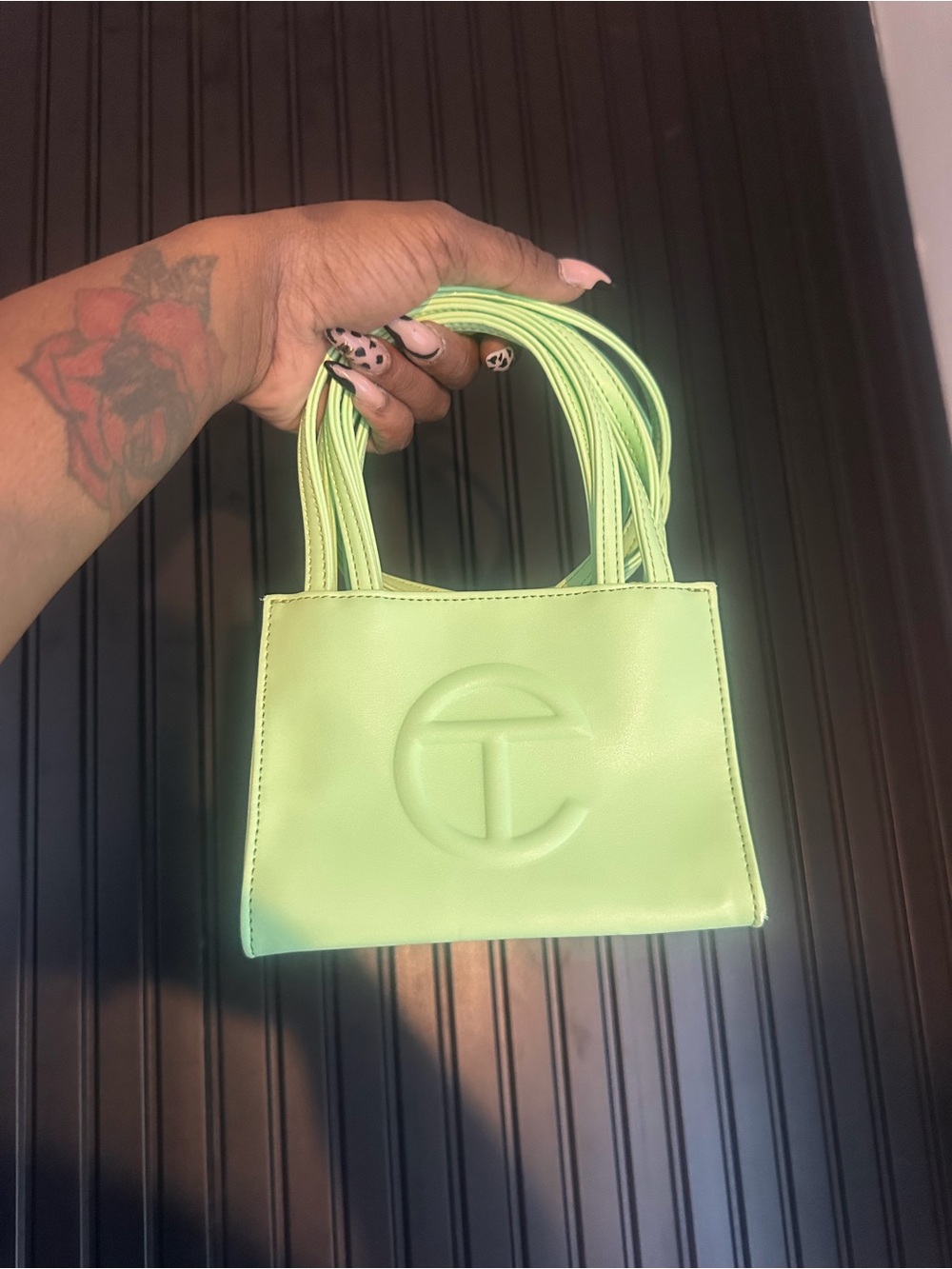 Telfar Mini Tote in Neon Lime Green